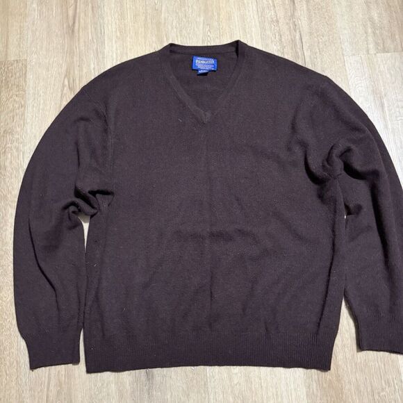 Pendleton Other - Pendleton Jumper Mens Large Brown Cashmere V Neck 100% Pure Soft Relaxed Sweater